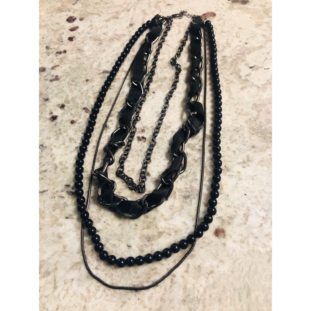 Multi-chain Silver and Black Necklace